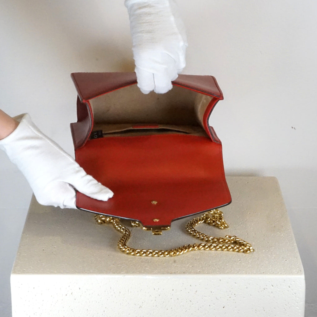 Gucci Red Leather Mini Sylvie Bag - W/ Dustbag