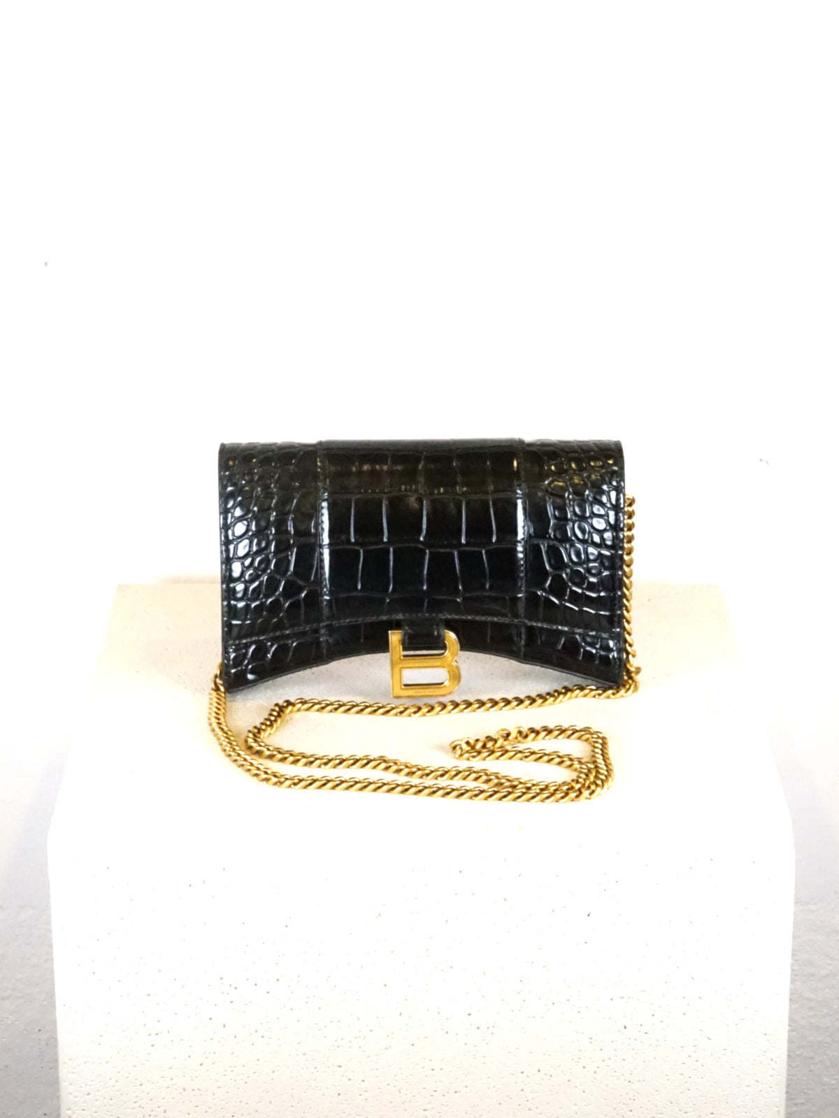 Balenciaga Hourglass Black Wallet With Chain