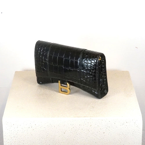 Balenciaga Hourglass Black Wallet With Chain