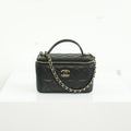 Chanel Black Slim Vanity Top Handle Bag Full Set