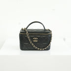 Chanel Black Slim Vanity Top Handle Bag Full Set