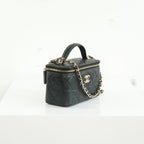 Chanel Black Slim Vanity Top Handle Bag Full Set