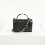 Chanel Black Slim Vanity Top Handle Bag Full Set