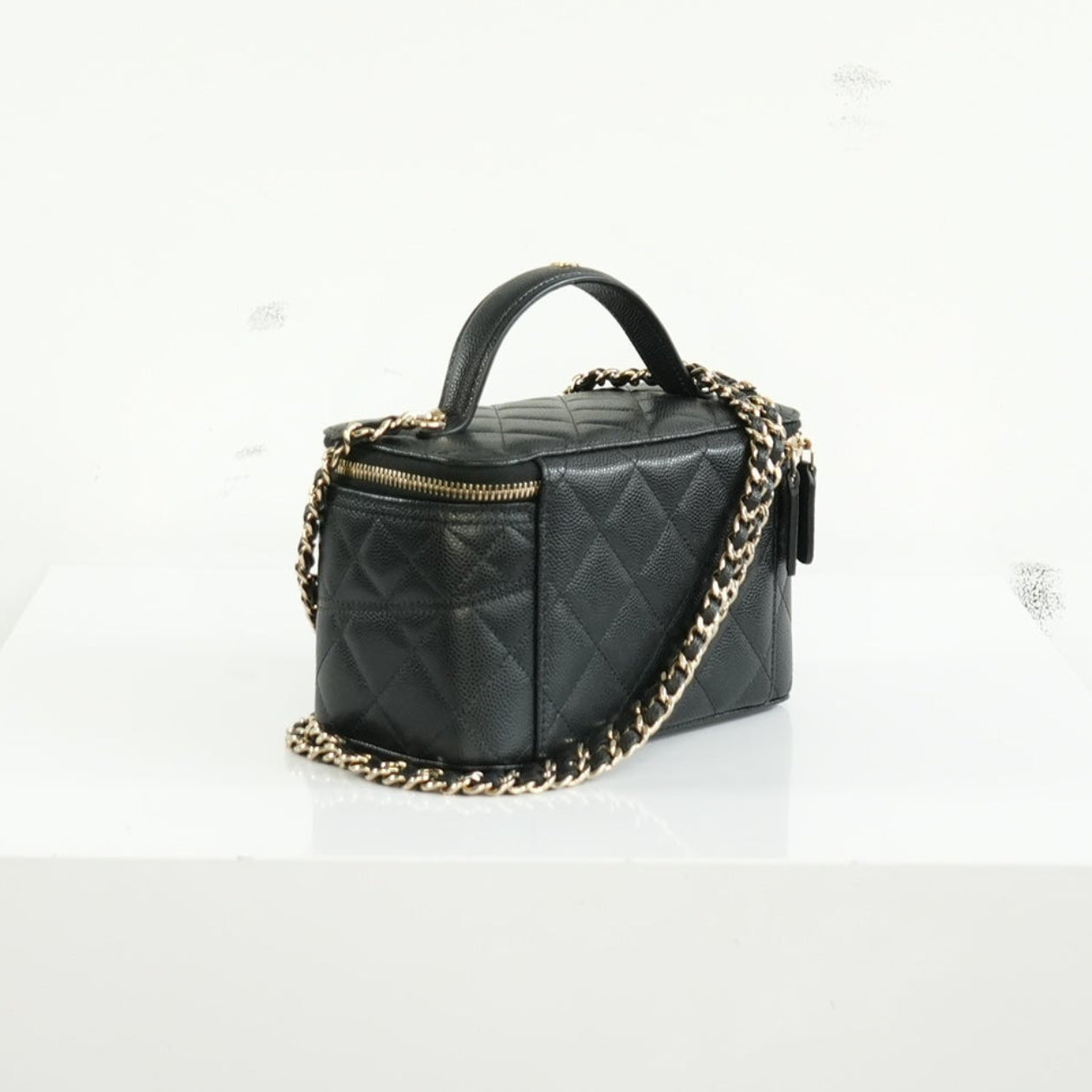 Chanel Black Slim Vanity Top Handle Bag Full Set