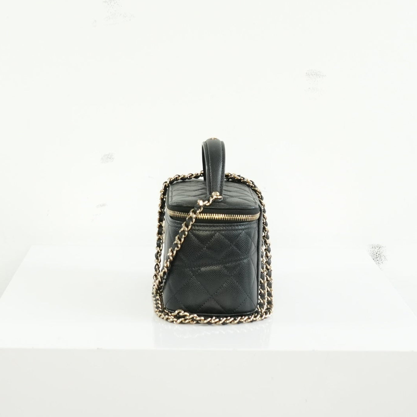 Chanel Black Slim Vanity Top Handle Bag Full Set