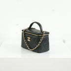 Chanel Black Slim Vanity Top Handle Bag Full Set