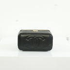 Chanel Black Slim Vanity Top Handle Bag Full Set