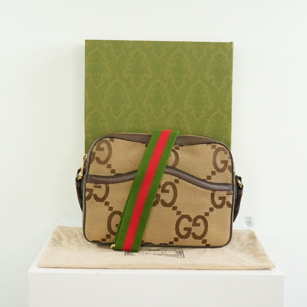 Gucci Brown Jumbo GG Canvas Messenger Bag FULL SET