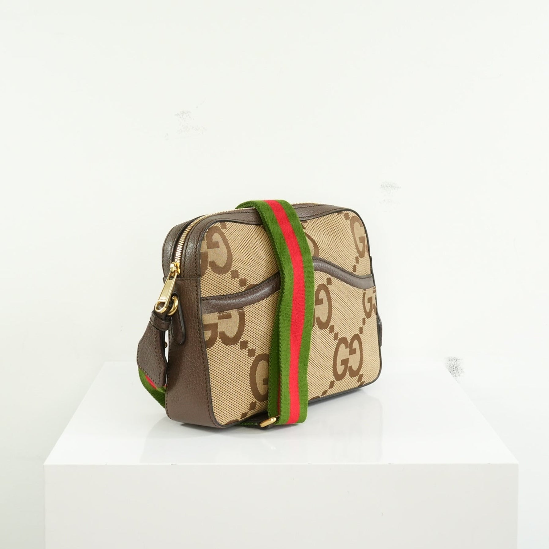 Gucci Brown Jumbo GG Canvas Messenger Bag FULL SET