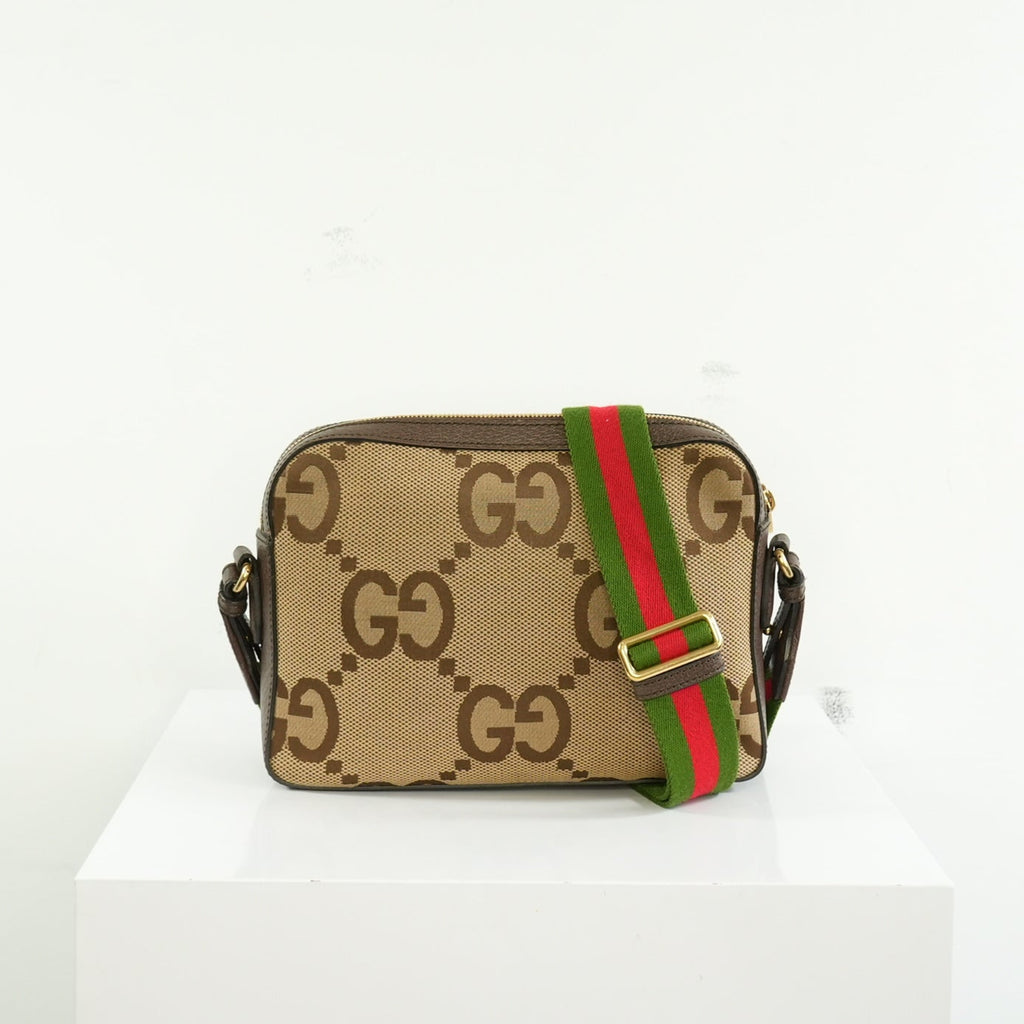 Gucci Brown Jumbo GG Canvas Messenger Bag FULL SET
