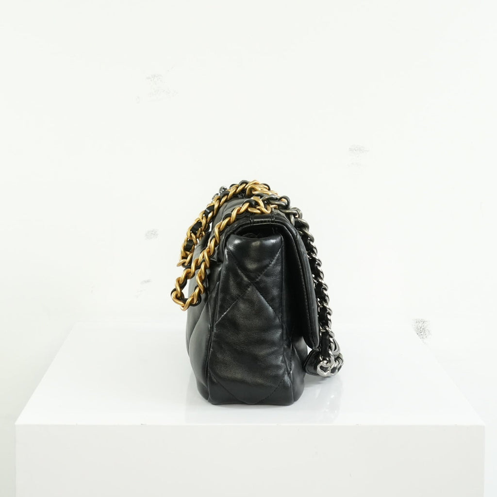 Chanel 19 Black Lambskin Medium Flap Bag Ful Set