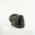 Chanel 19 Black Lambskin Medium Flap Bag Ful Set