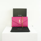 Saint Laurent Cassandre Pink Wallet On Chain Full Set