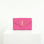 Saint Laurent Cassandre Pink Wallet On Chain Full Set