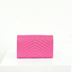 Saint Laurent Cassandre Pink Wallet On Chain Full Set