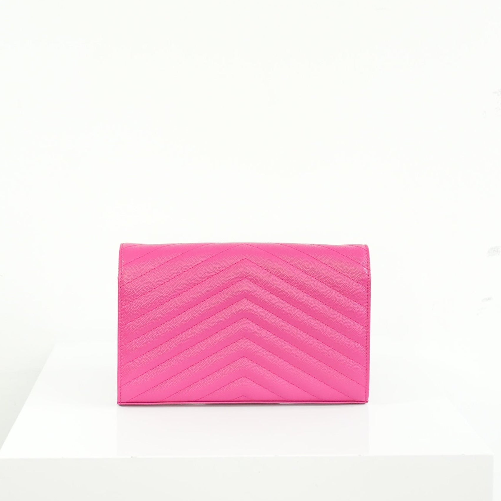 Saint Laurent Cassandre Pink Wallet On Chain Full Set