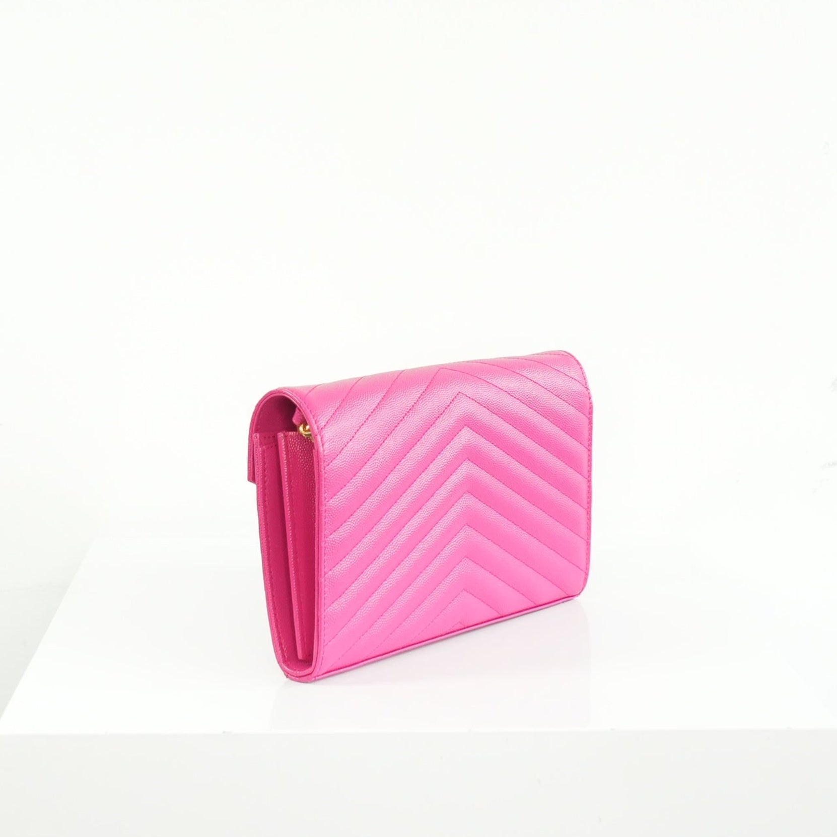 Saint Laurent Cassandre Pink Wallet On Chain Full Set