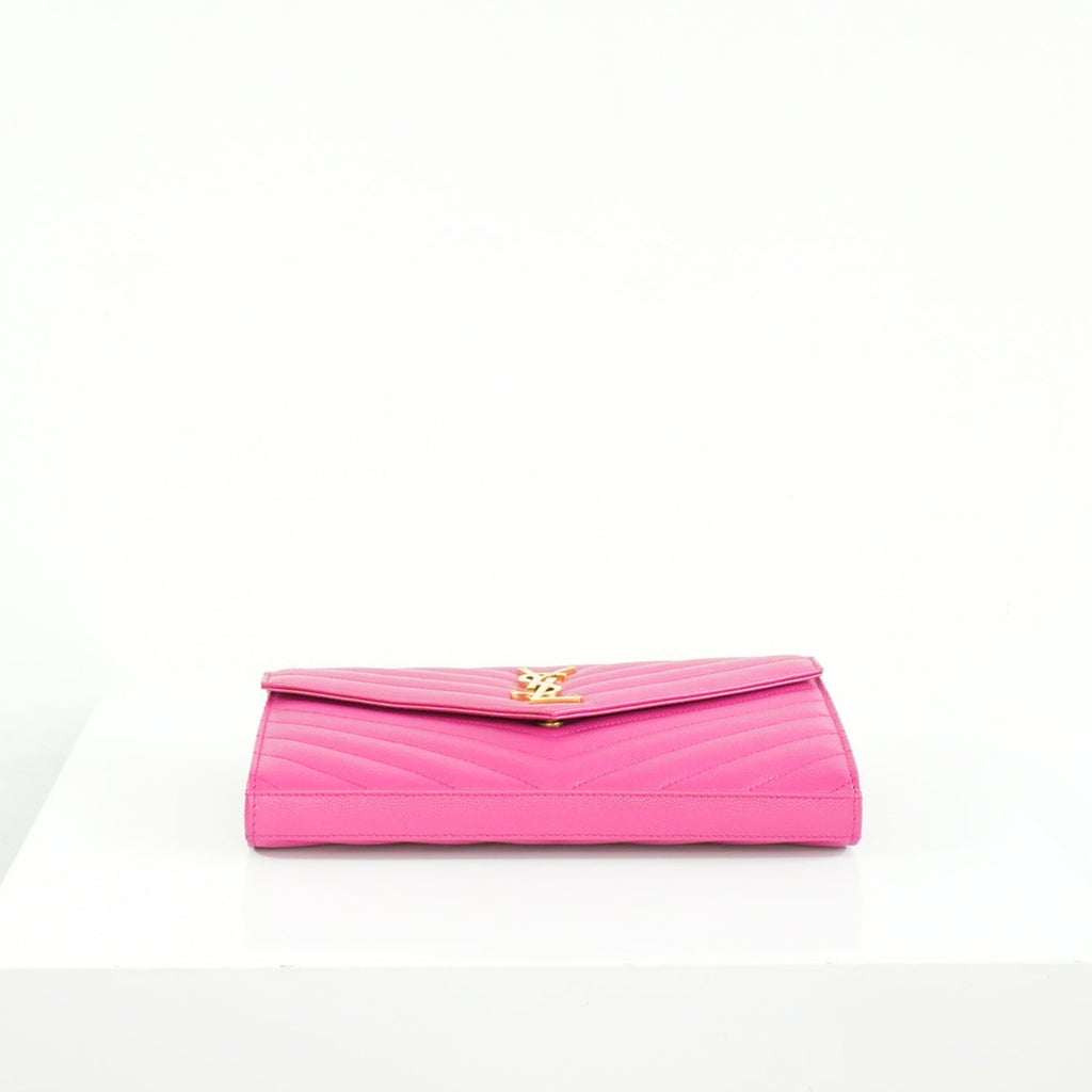 Saint Laurent Cassandre Pink Wallet On Chain Full Set