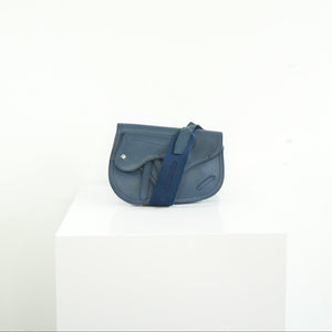 Christian Dior Blue Grained Calfskin Saddle Pouch w/ dust bag