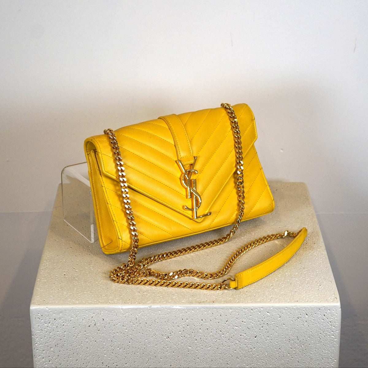 Saint Laurent Yellow Cassandre Envelope Wallet-On-Chain