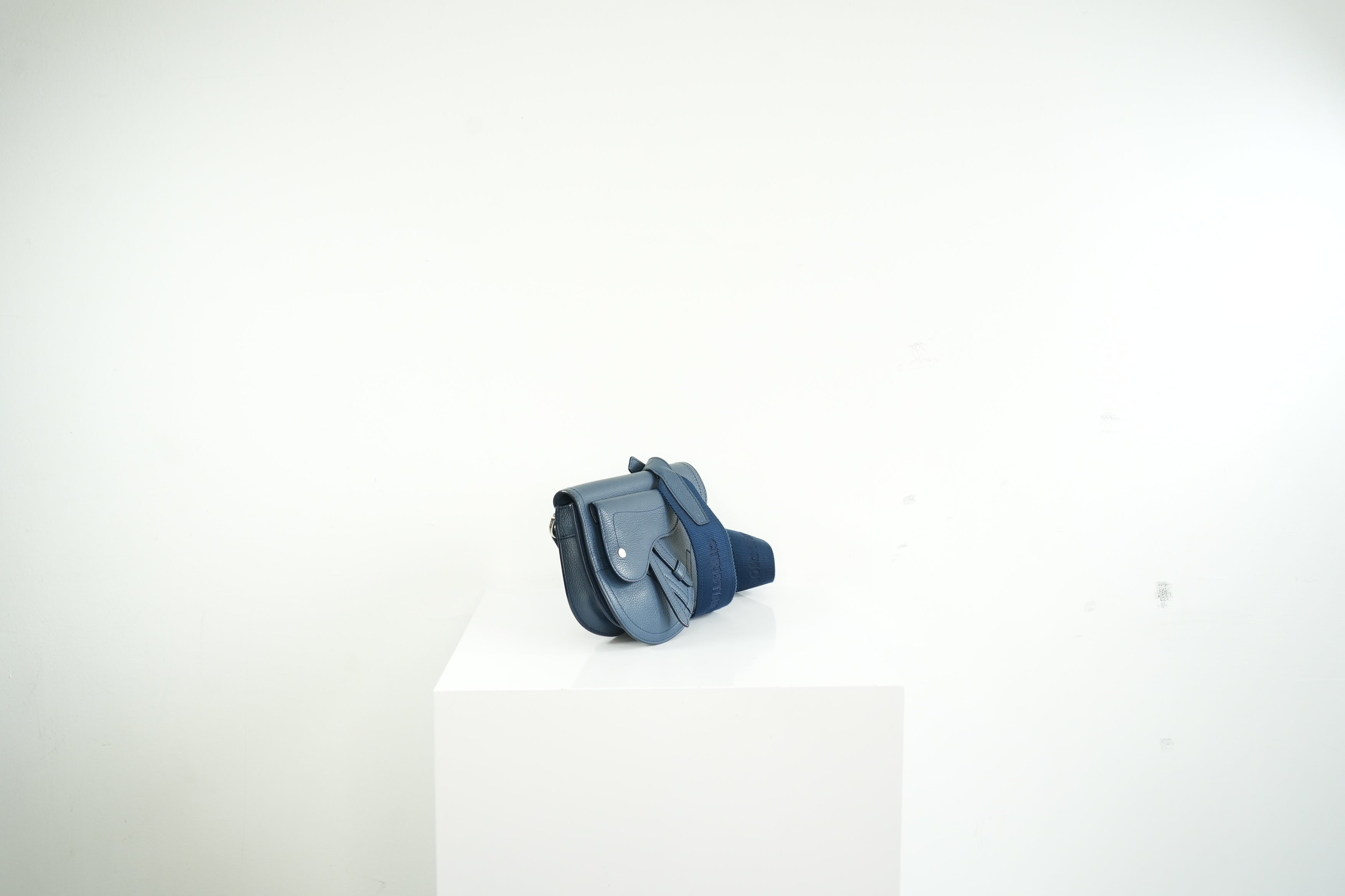 Christian Dior Blue Grained Calfskin Saddle Pouch w/ dust bag