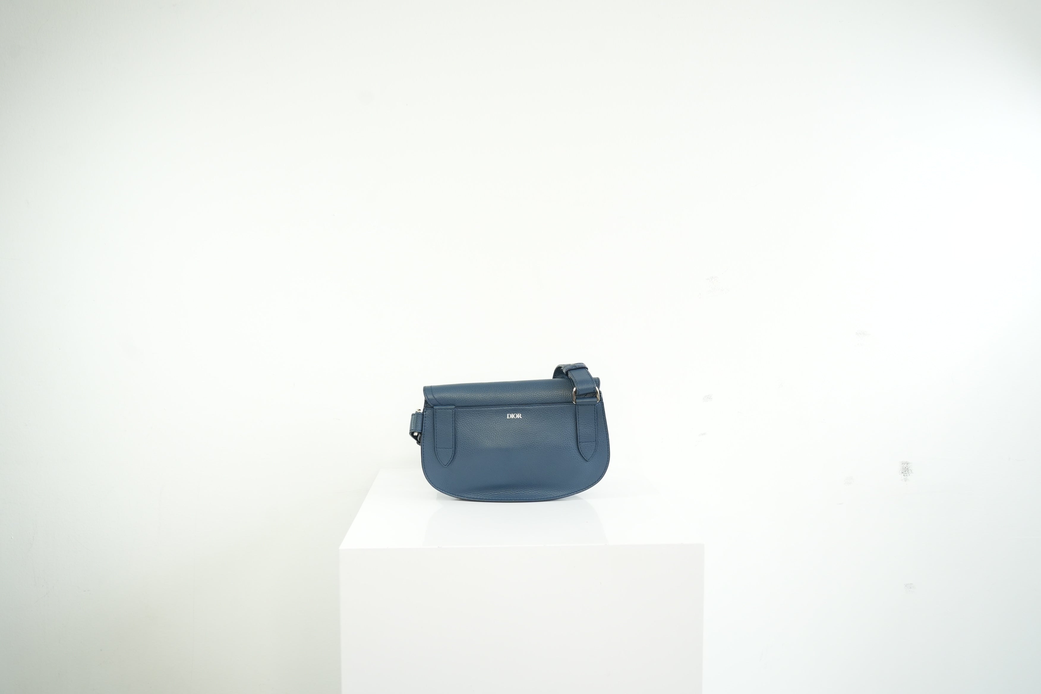 Christian Dior Blue Grained Calfskin Saddle Pouch w/ dust bag