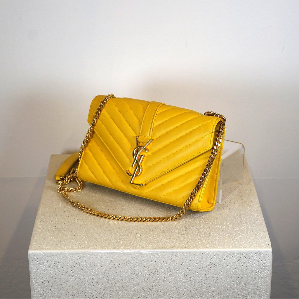 Saint Laurent Yellow Cassandre Envelope Wallet-On-Chain