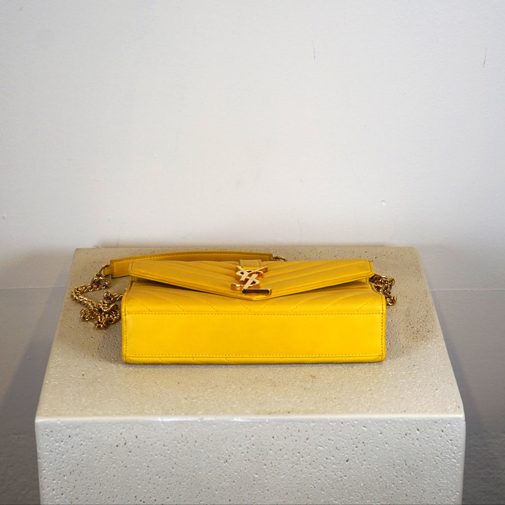 Saint Laurent Yellow Cassandre Envelope Wallet-On-Chain