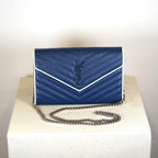 YSL Blue Envelope Shoulder Bag W/ Chain