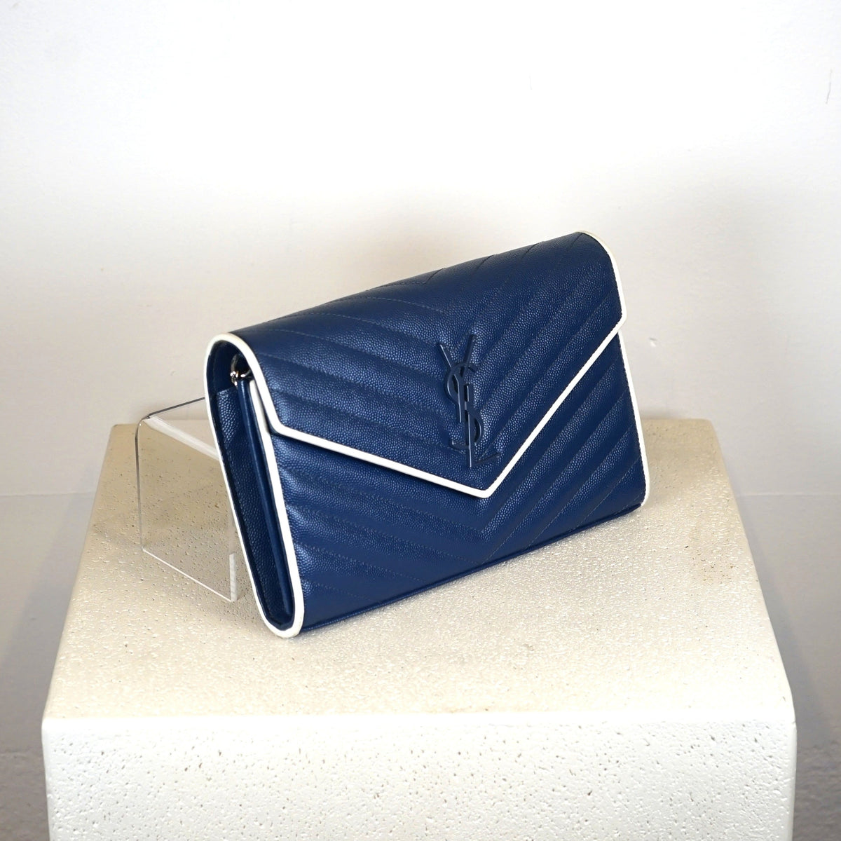 YSL Blue Envelope Shoulder Bag W/ Chain