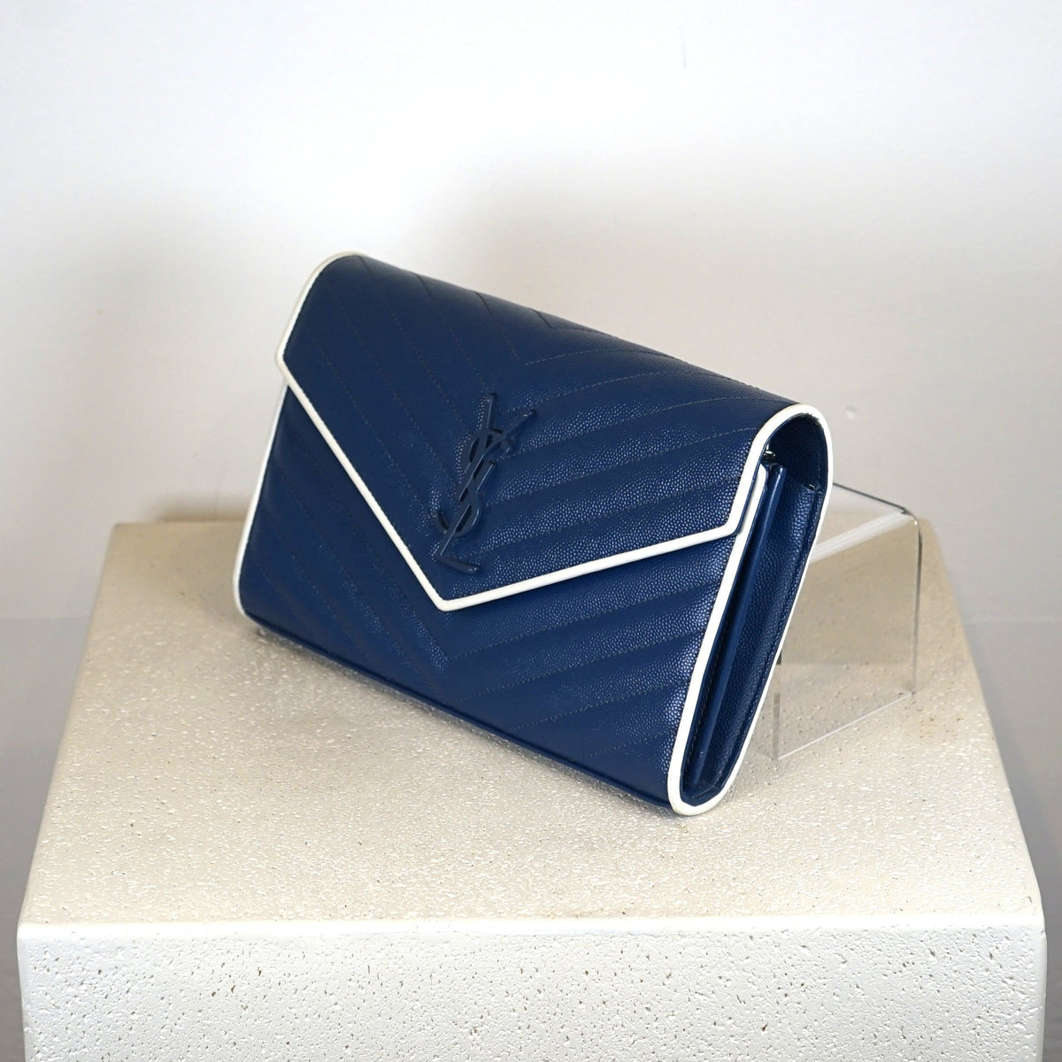 YSL Blue Envelope Shoulder Bag W/ Chain