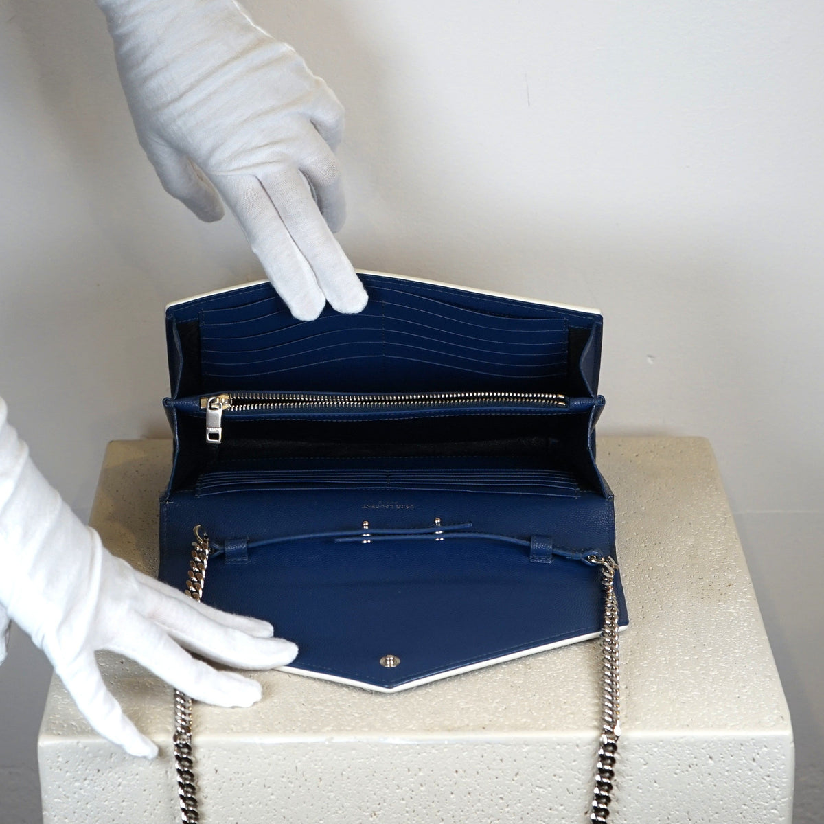 YSL Blue Envelope Shoulder Bag W/ Chain