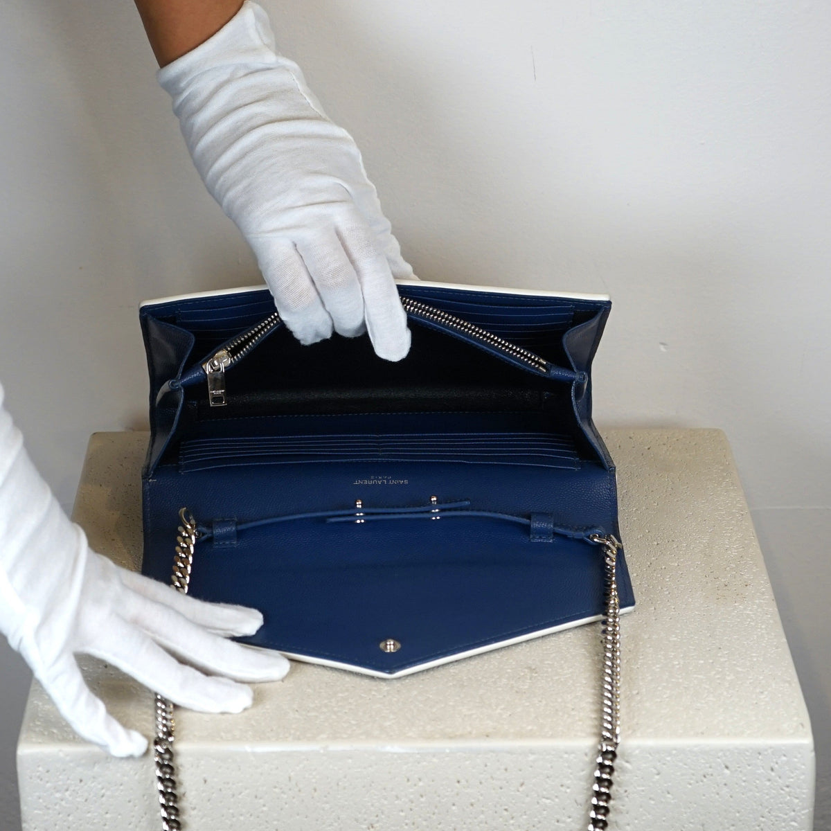 YSL Blue Envelope Shoulder Bag W/ Chain