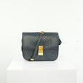 Celine Navy Blue Python Classic Box Flap Bag