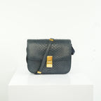 Celine Navy Blue Python Classic Box Flap Bag
