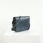 Celine Navy Blue Python Classic Box Flap Bag