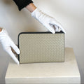 Bottega Veneta Intrecciato Zip Around Leather Wallet Clutch