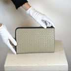 Bottega Veneta Intrecciato Zip Around Leather Wallet Clutch
