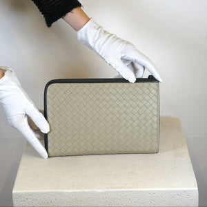 Bottega Veneta Intrecciato Zip Around Leather Wallet Clutch