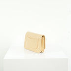 Chanel Beige Quilted Caviar Leather Wallet On Chain Full Set