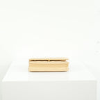 Chanel Beige Quilted Caviar Leather Wallet On Chain Full Set
