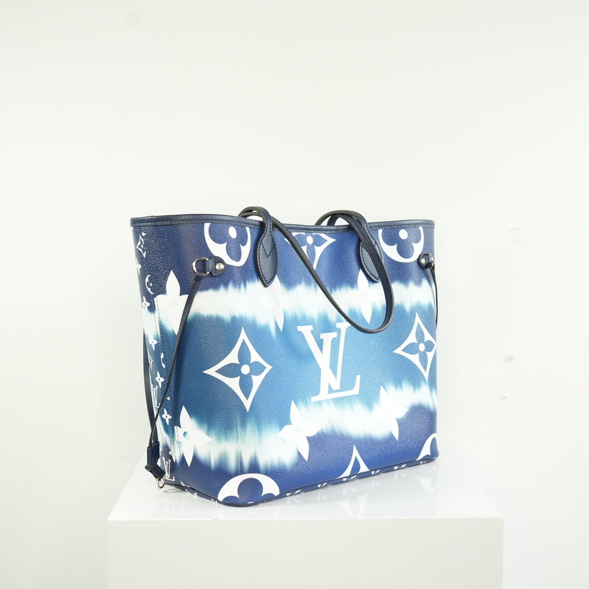 Louis Vuitton LImited Edition LV Escale Collection Blue Neverfull MM Bag Full Set