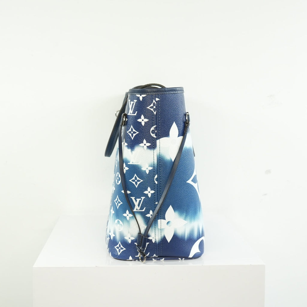 Louis Vuitton LImited Edition LV Escale Collection Blue Neverfull MM Bag Full Set