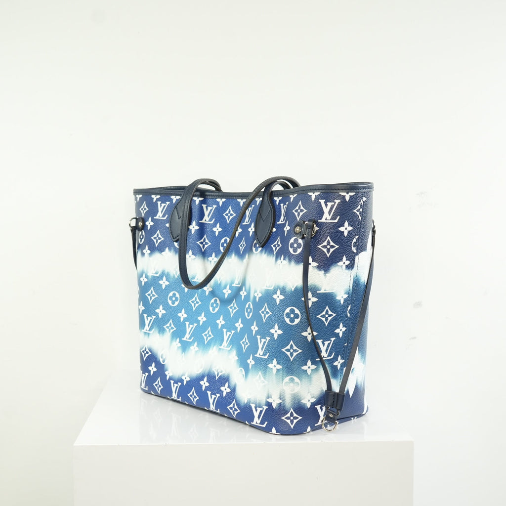 Louis Vuitton LImited Edition LV Escale Collection Blue Neverfull MM Bag Full Set