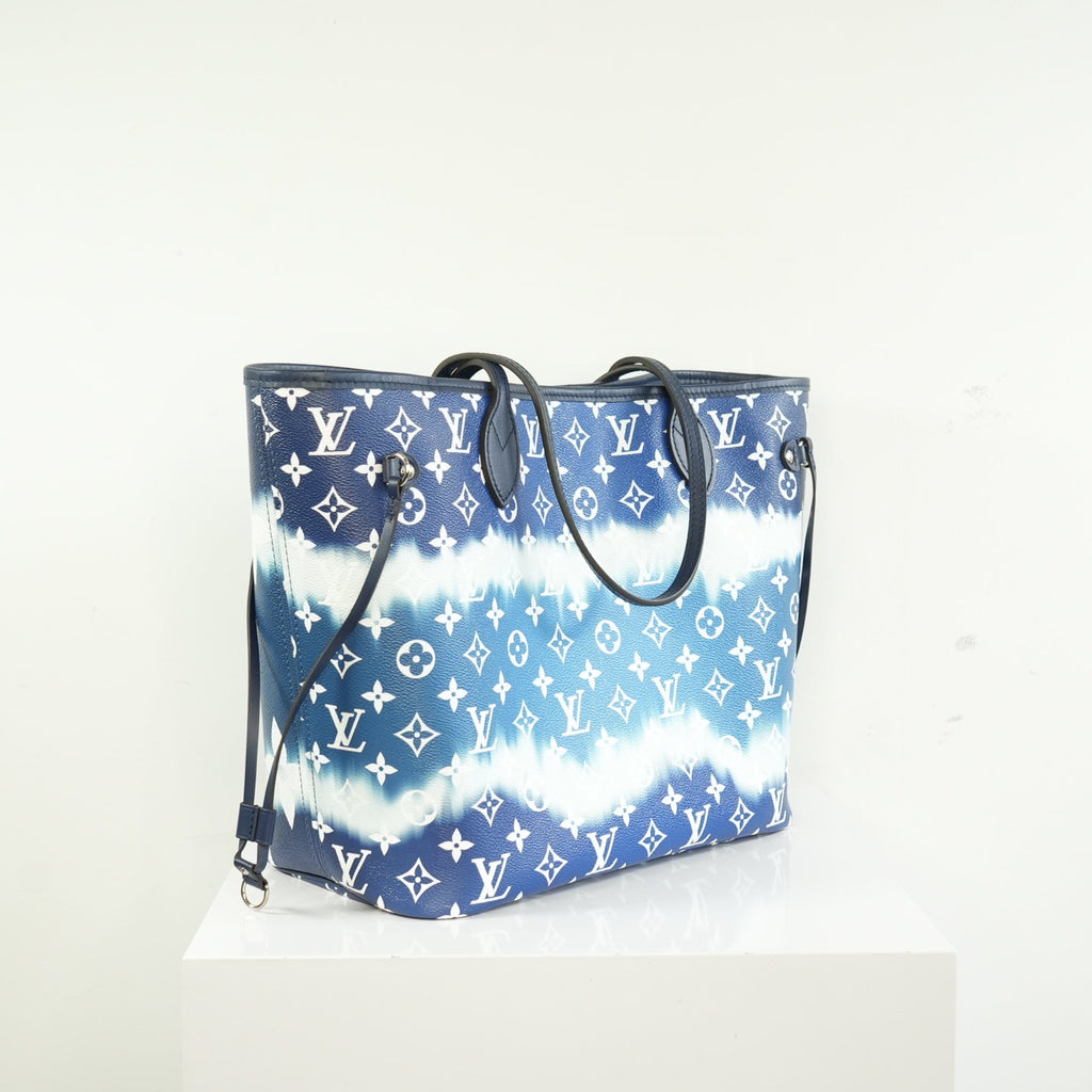Louis Vuitton LImited Edition LV Escale Collection Blue Neverfull MM Bag Full Set
