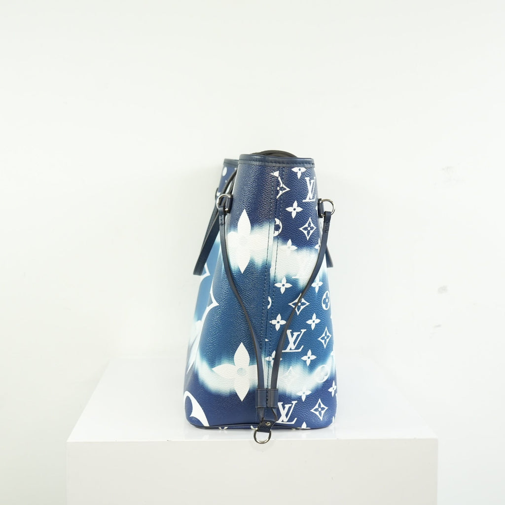 Louis Vuitton LImited Edition LV Escale Collection Blue Neverfull MM Bag Full Set