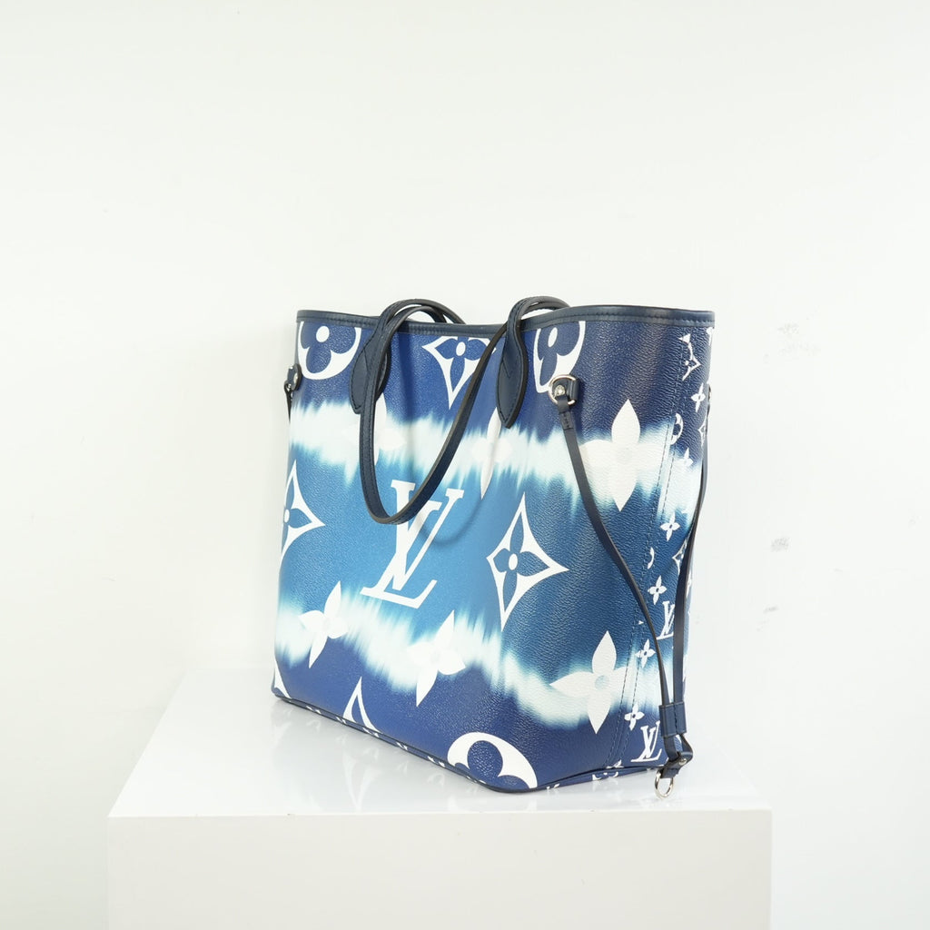 Louis Vuitton LImited Edition LV Escale Collection Blue Neverfull MM Bag Full Set