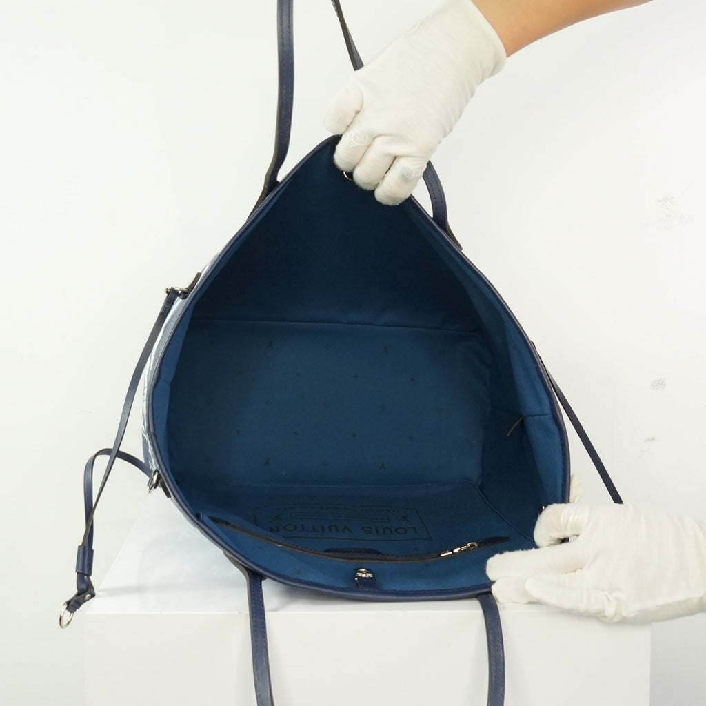 Louis Vuitton LImited Edition LV Escale Collection Blue Neverfull MM Bag Full Set