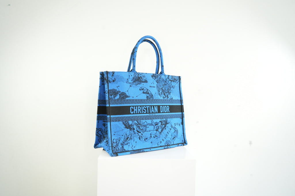 Christain Dior Blue Toile De Jouy Zodiac Book Tote