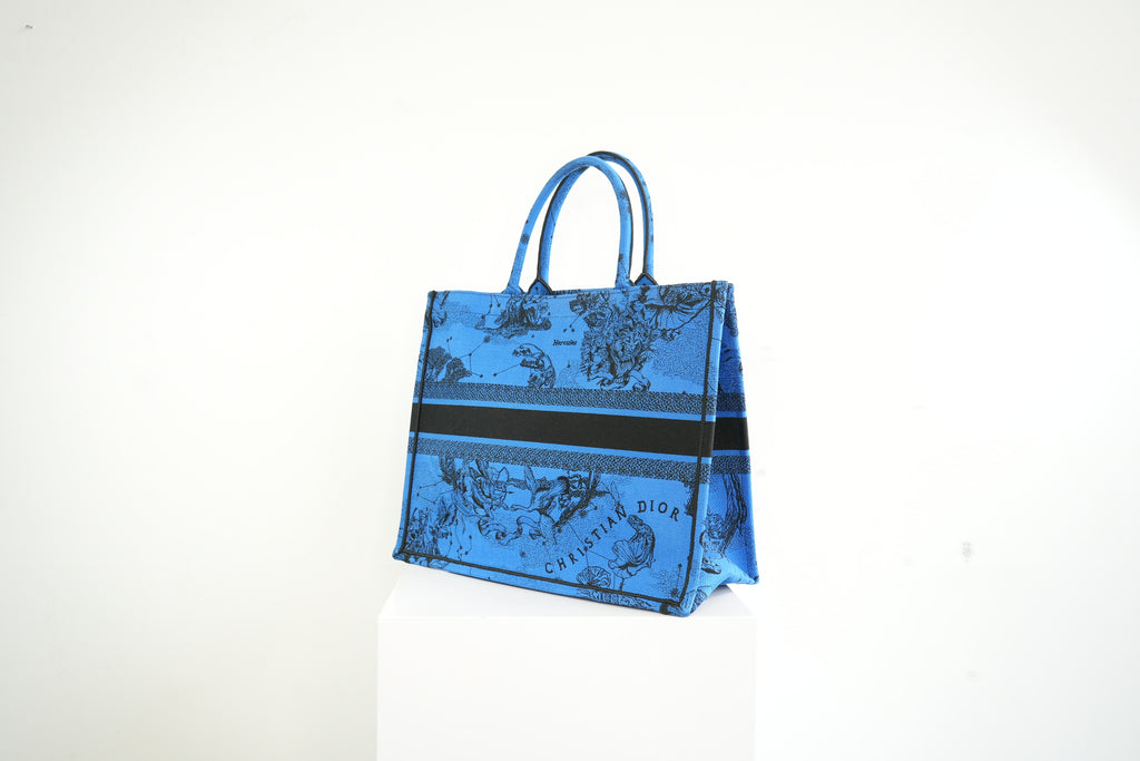 Christain Dior Blue Toile De Jouy Zodiac Book Tote